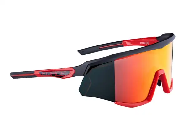 Force Sonic okulary rowerowe czarna/czerwona, czerwone lustrzane soczewki