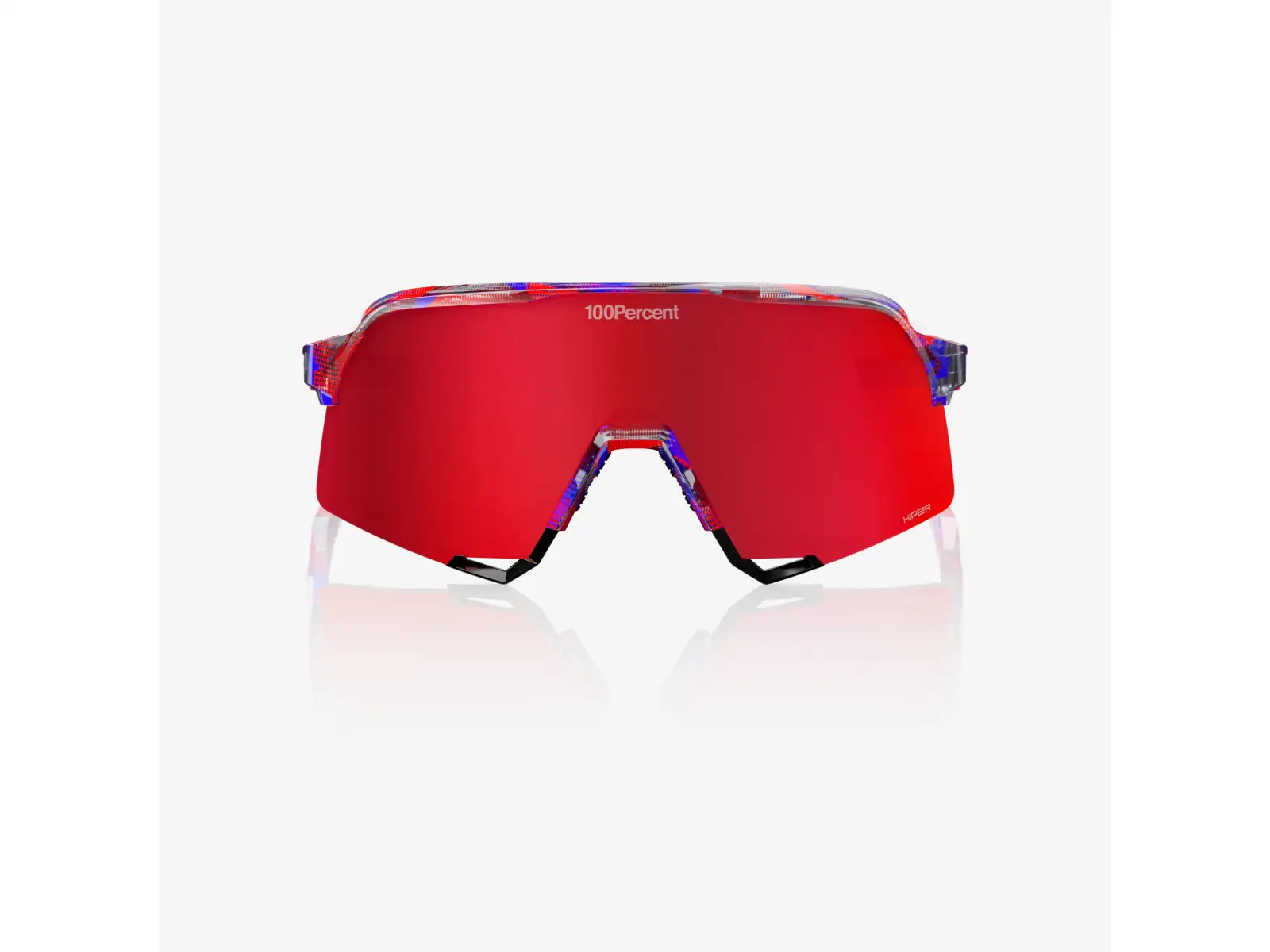 100% S3 okulary FDJ Gloss Translucent Red/Blue/HiPER Fire Red Mirror Lens