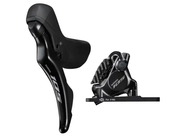 Shimano 105 BR-R7170 + ST-R7120 hamulec tarczowy przedni (lewa klamka), J-kit, polymer