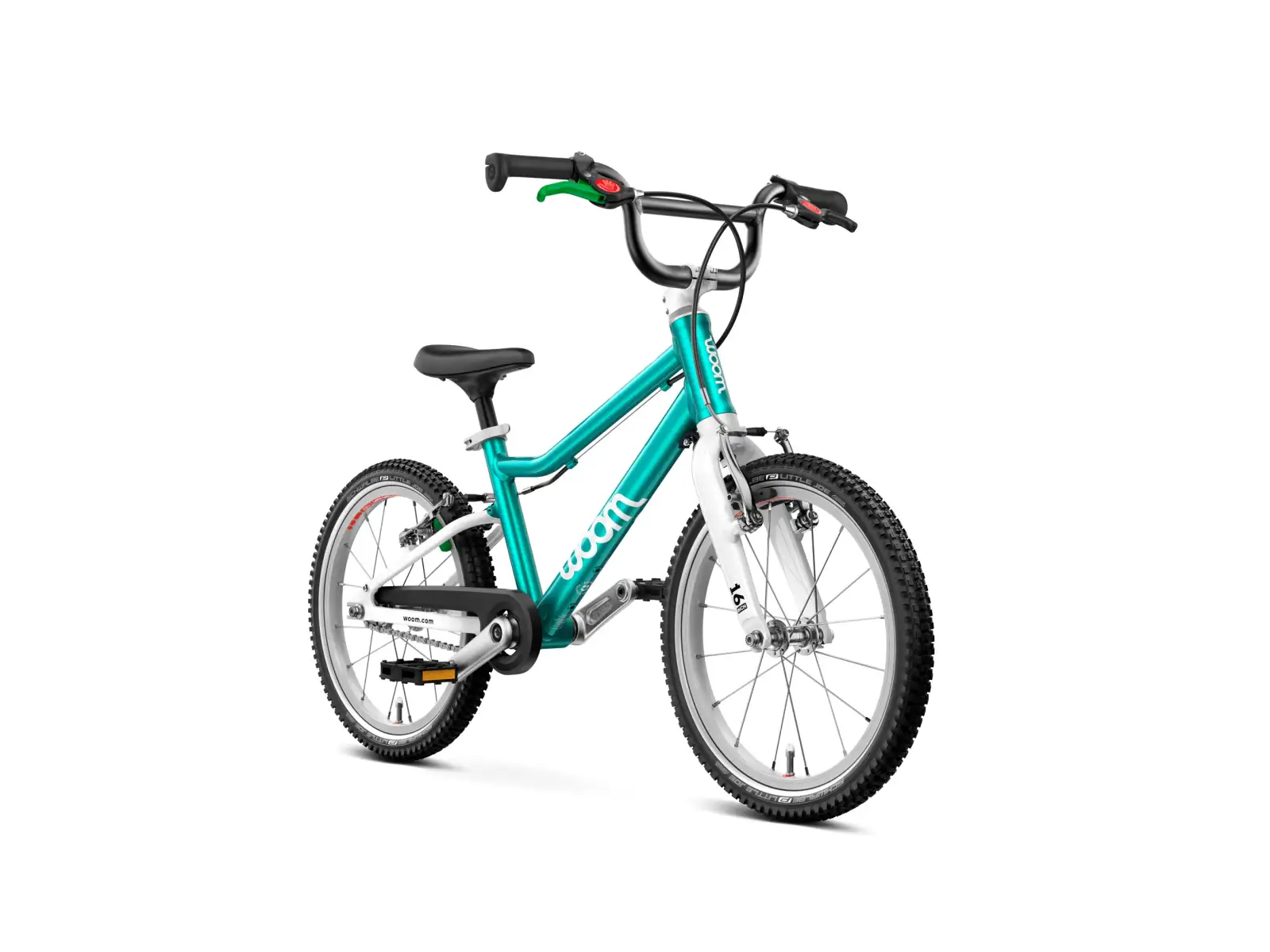 Woom GO 3 Automagic rower dziecięcy 16" Metallic Turquoise