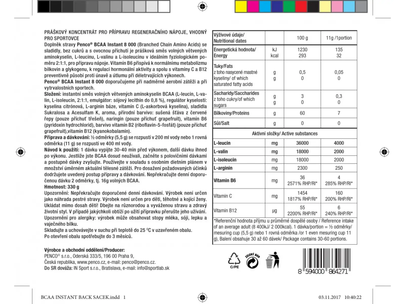 Penco BCAA 8000 instantowy napój 330g