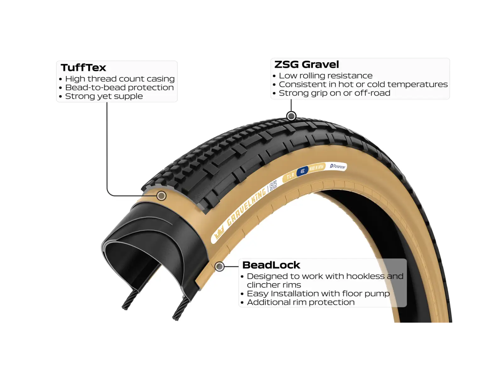 Panaracer GravelKing SK 28" gravel opona kevlar czarna/brązowa
