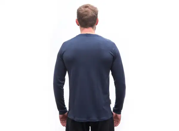 Sensor Merino Blend Typo męska koszulka długi rękaw Deep Blue