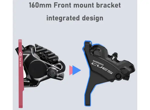 Shimano CUES BR-U6030 + BL-U6030 hamulec tarczowy przedni (lewa klamka), J-kit, polimerowy