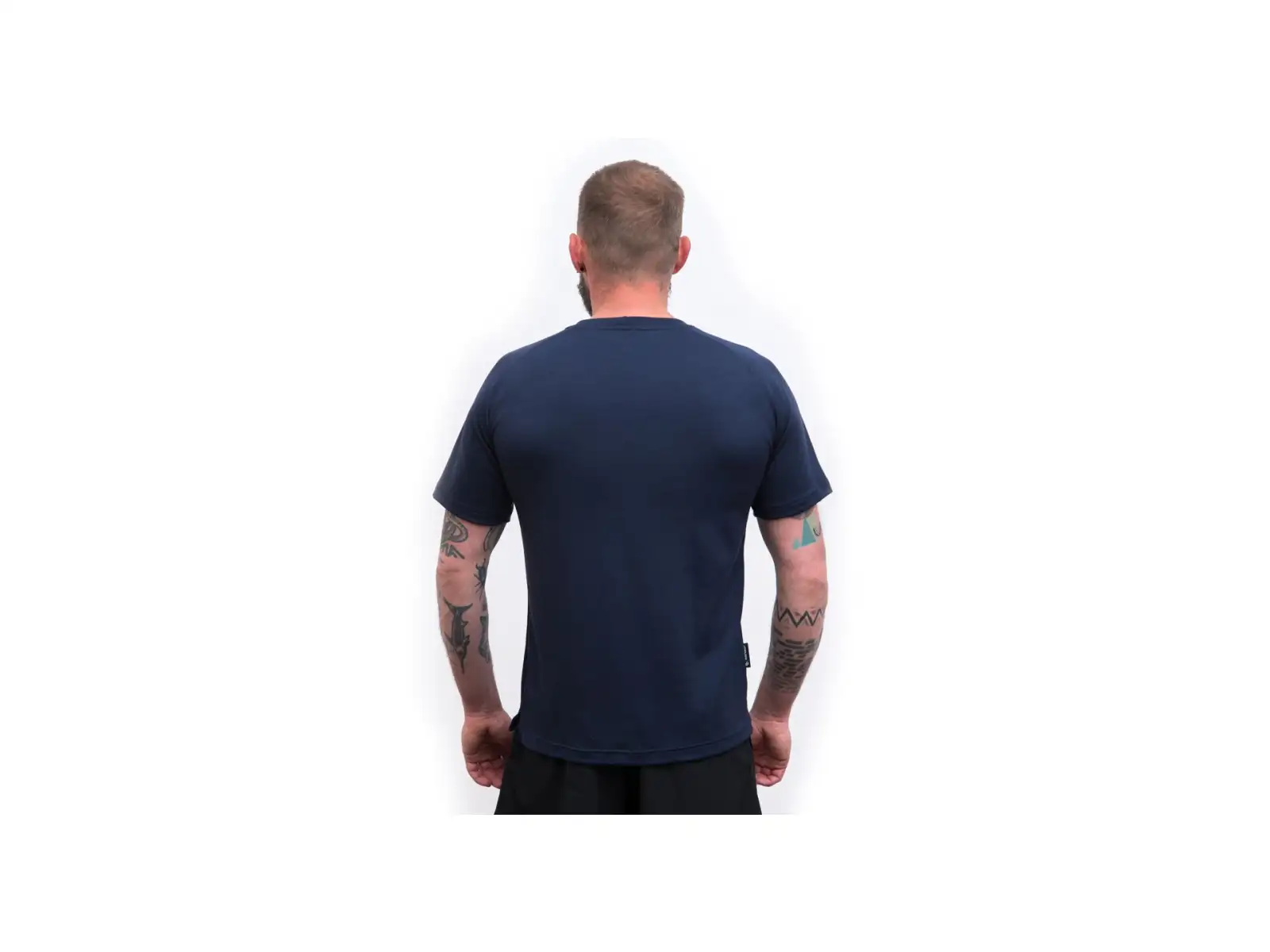 Sensor Merino Blend Typo męska koszulka z krótkim rękawem Deep Blue