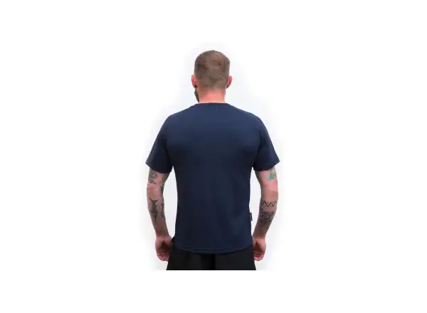 Sensor Merino Blend Typo męska koszulka z krótkim rękawem Deep Blue