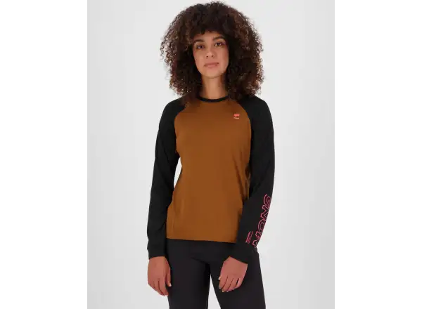 Mons Royale Tarn Merino damska koszulka z długim rękawem Caramel / Black