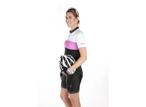 Force View Lady damska koszulka rowerowa z krótkim rękawem czarna/biała/różowa