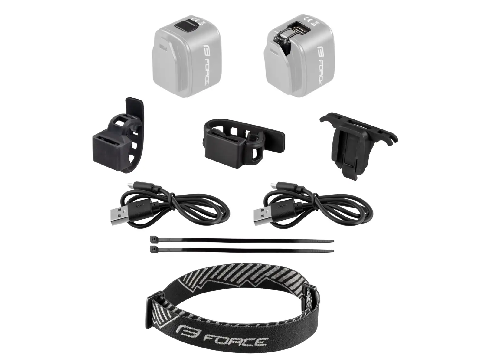 Force Flea zestaw lampek 200 LM przedni i tylna USB czarna