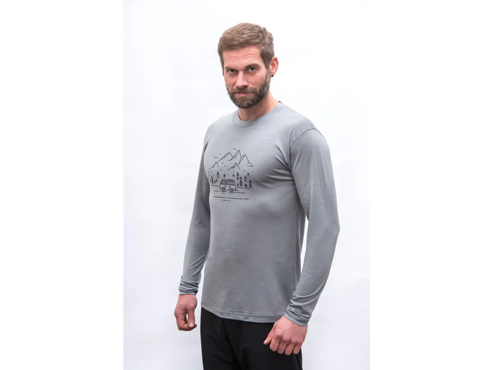 Sensor Merino Active Van Life męska koszulka dl.rękaw szara