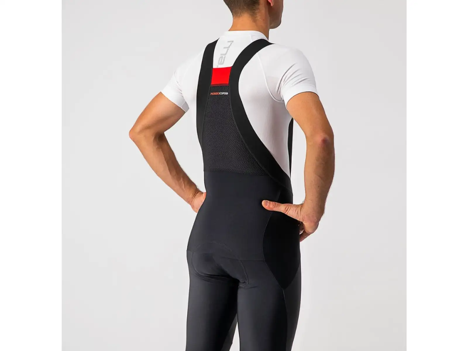 Castelli Sorpasso RoS Wind męskie spodnie z szelkami i wkładką black