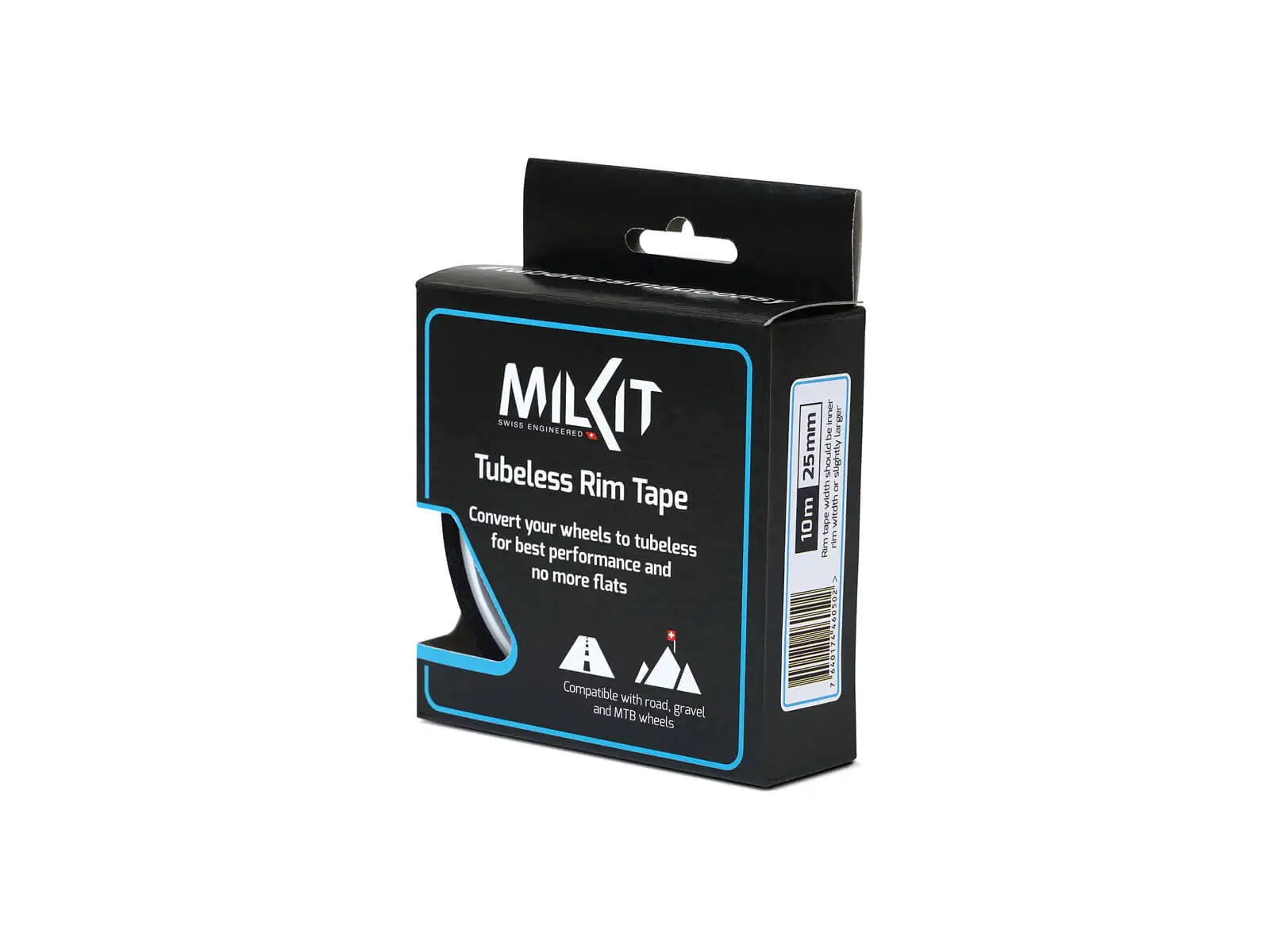 milKit taśma bezdętkowa do obręczy 10 m x 25 mm czarna