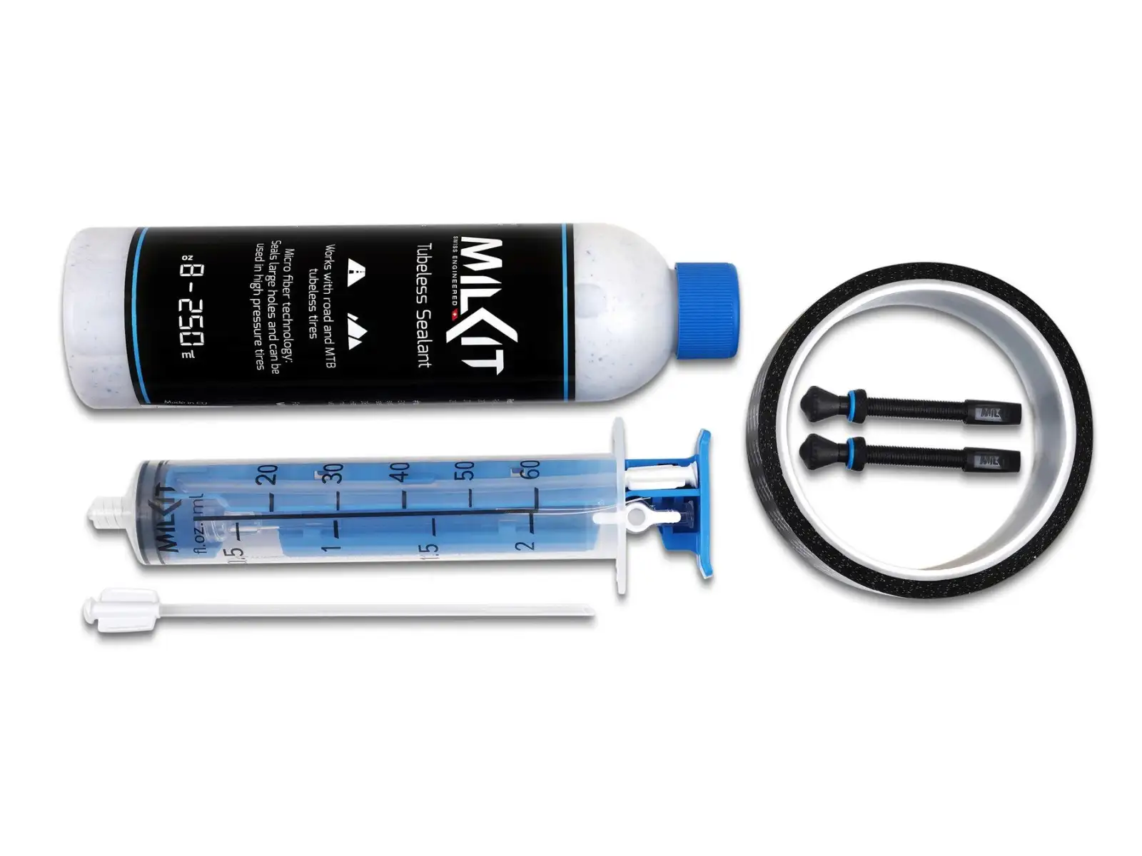 milKit zestaw do konwersji na bezdętkowe opony zaworek 45 mm taśma 32 mm