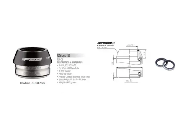 FSA Orbit IS2 41,2 mm zintegrowane stery 1 1/8" 36/45 8 mm
