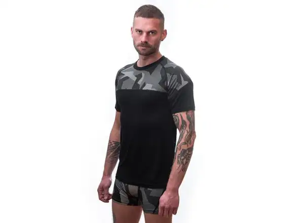 Sensor Merino Impress męska koszulka krótki rękaw czarna/Camo