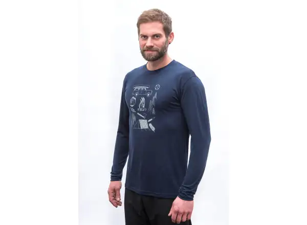 Sensor Merino Active Outside męska koszulka długi rękaw Deep Blue