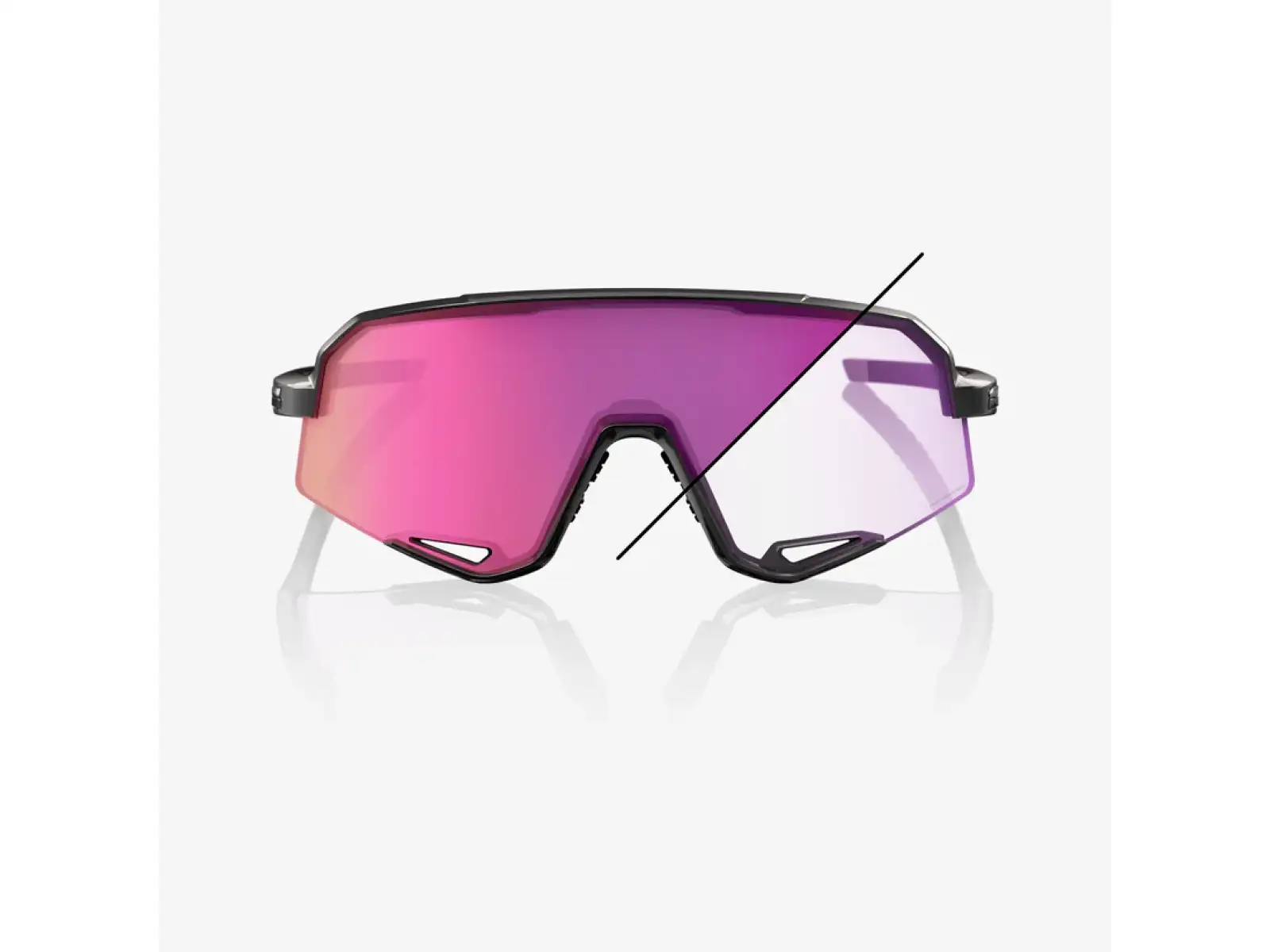 100% Slendale okulary przeciwsłoneczne Gloss Black/Photochromic Purple Mirror