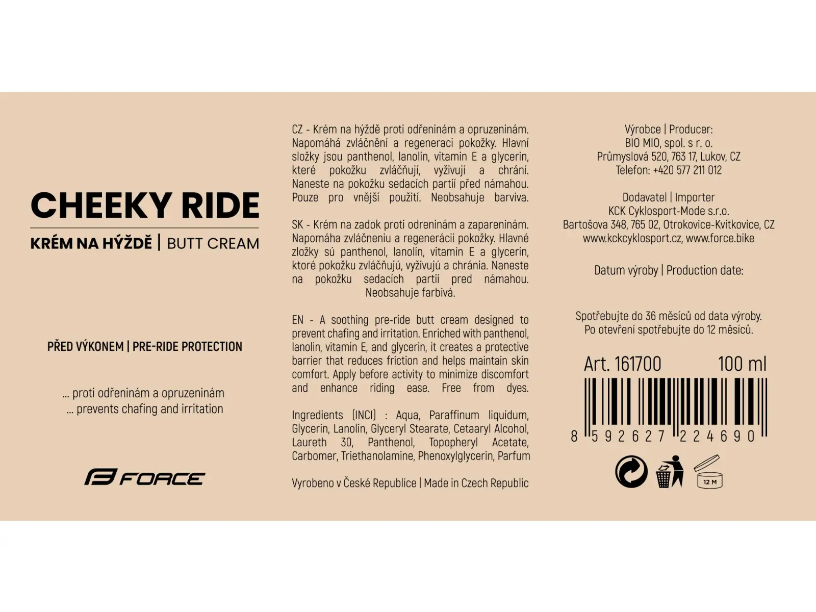 Force Cheeky Ride krem do pośladków 100 ml
