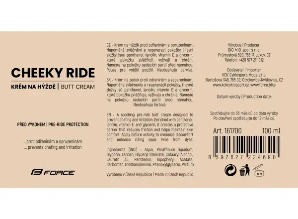 Force Cheeky Ride krem do pośladków 100 ml