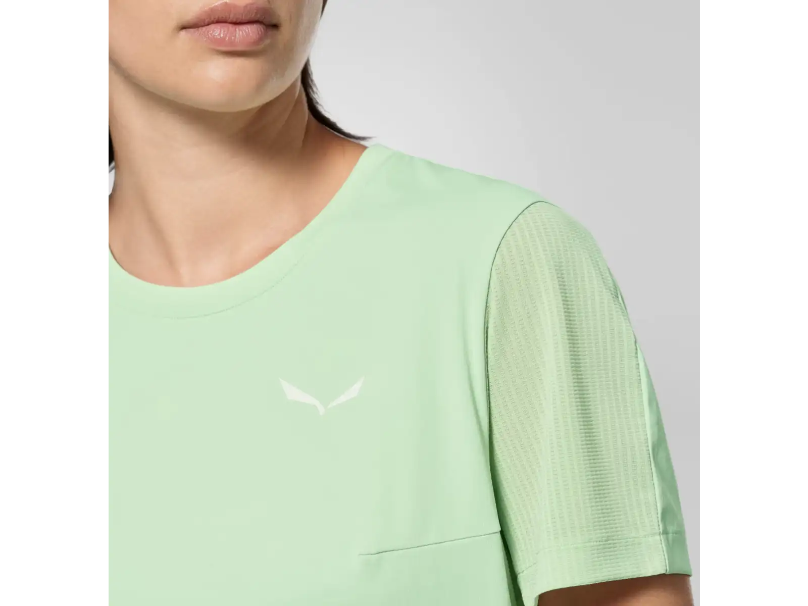 Salewa Dry'Ton Hybrid damska koszulka z krótkim rękawem Pastel Green