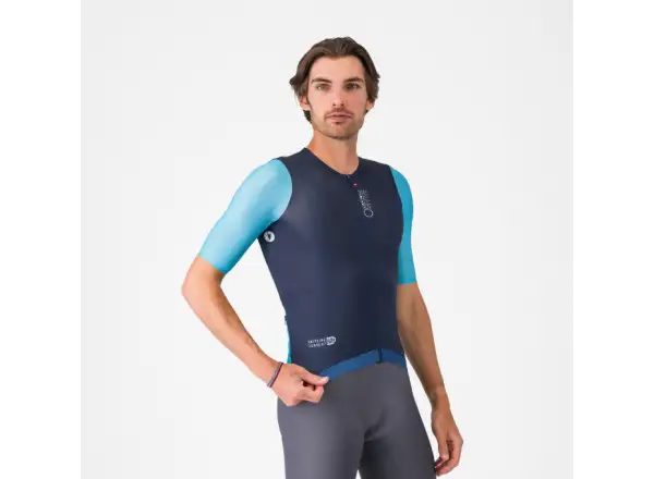 Castelli Corretto męska koszulka krótki rękaw Belgian Blue/Blue Fiamma-White