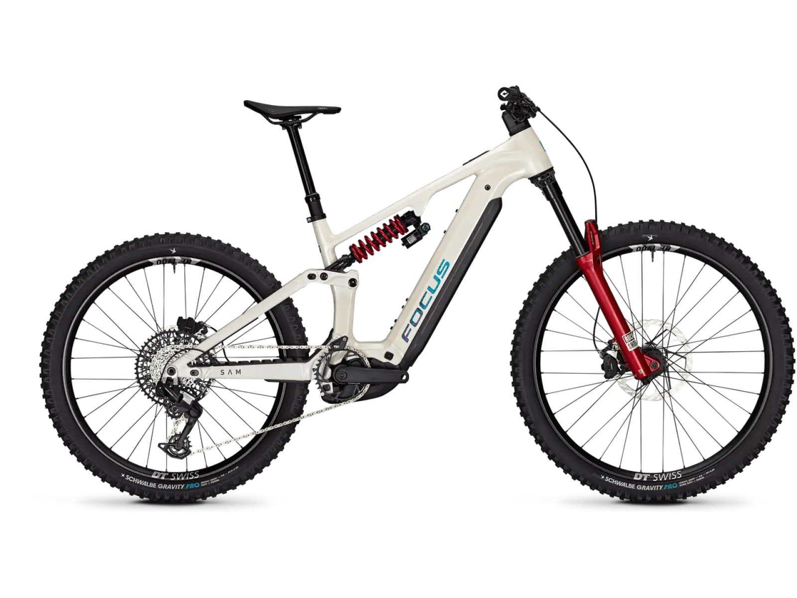 Focus SAM 9 600Wh w pełni amortyzowany rower elektryczny Champagne / Shellwhite