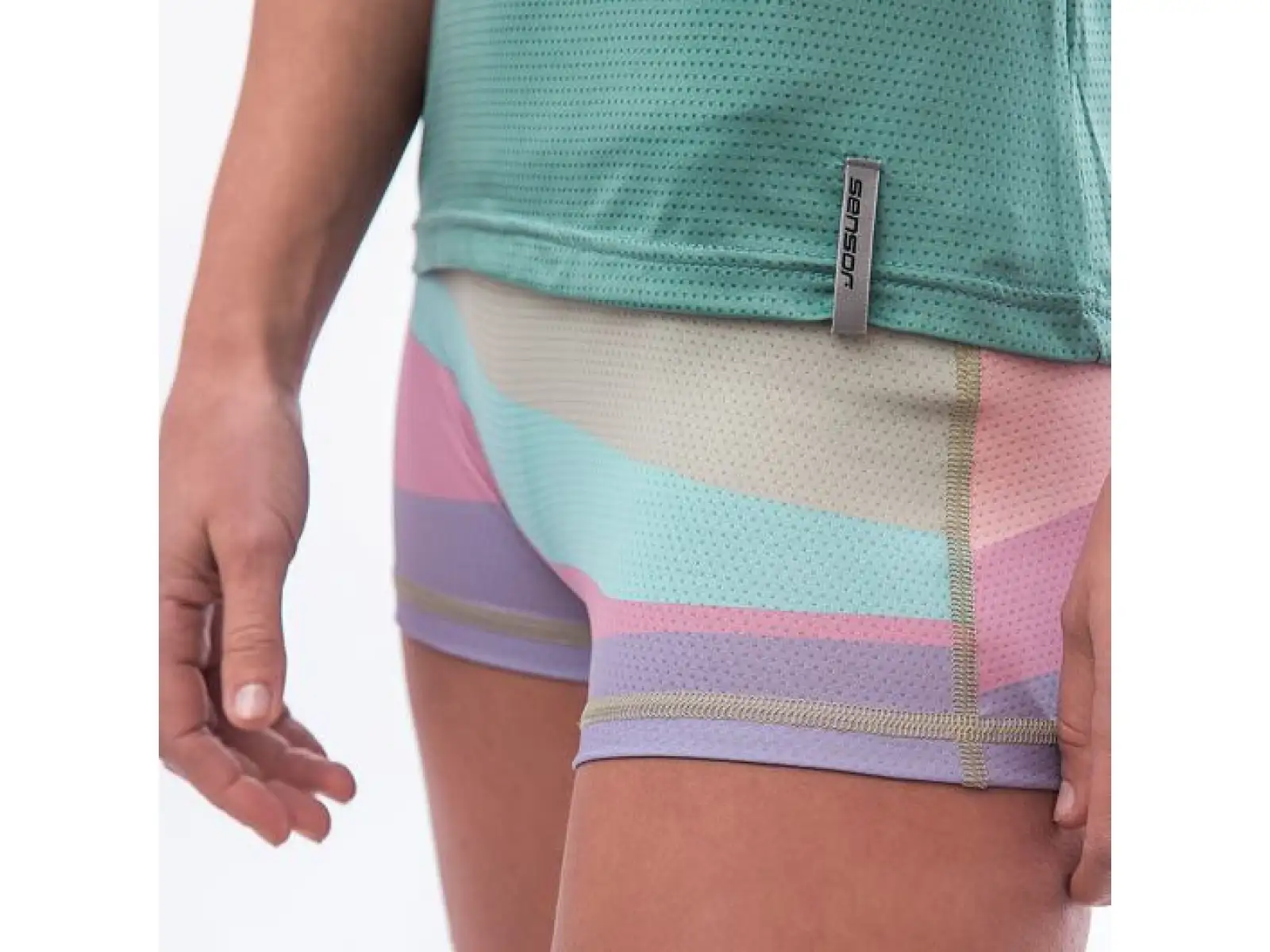 Sensor Coolmax Impress damska koszulka krótki rękaw Mint/Stripes