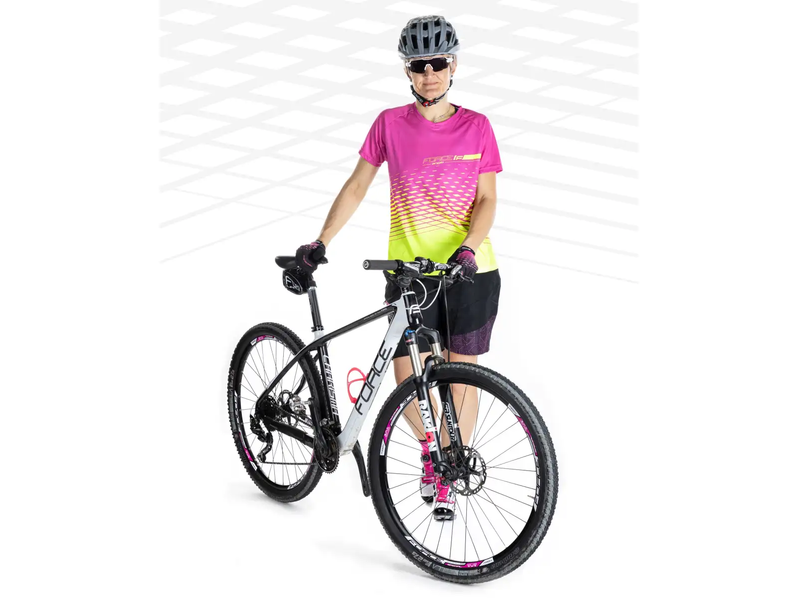 Force Angle MTB damski dres krótki rękaw różowa/fluo