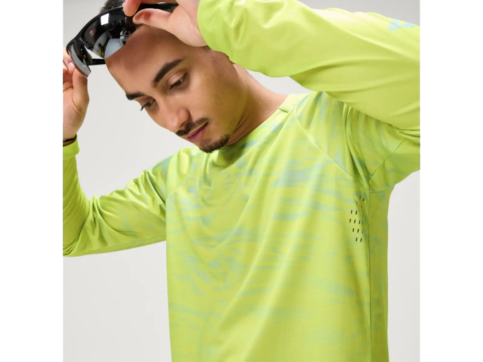 Endura LTD Marble Printed męska koszulka rowerowa z długim rękawem Lime Green