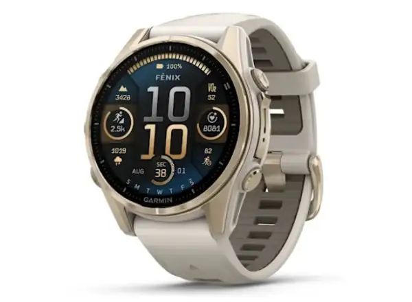 Garmin fenix 8 - 43 mm AMOLED Sapphire smartwatch Soft Gold Fog grey