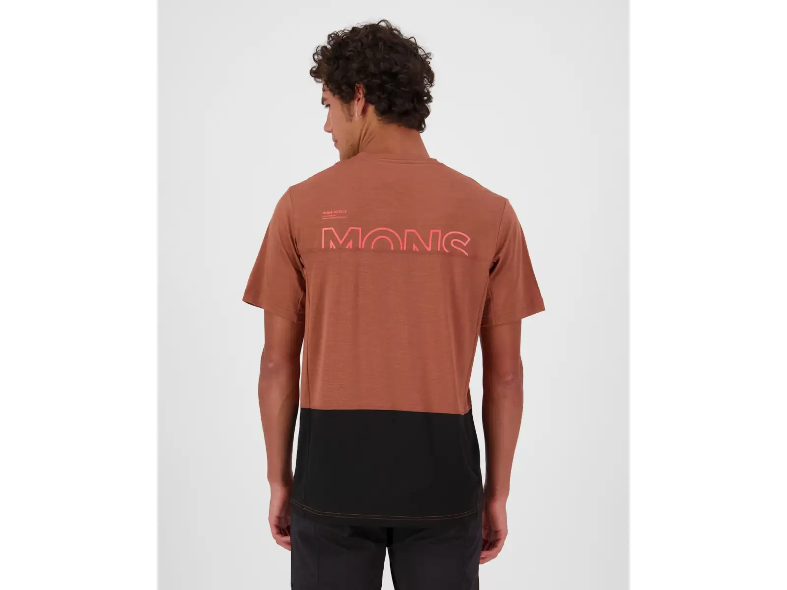 Mons Royale Tarn Merino męska koszulka z krótkim rękawem Cinnamon / Black