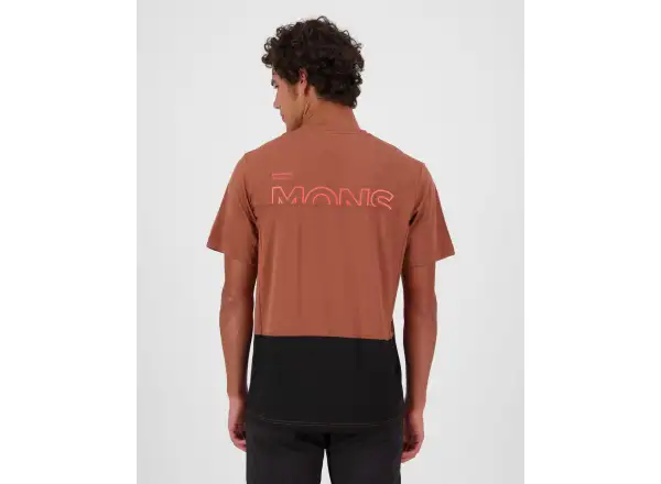 Mons Royale Tarn Merino męska koszulka z krótkim rękawem Cinnamon / Black