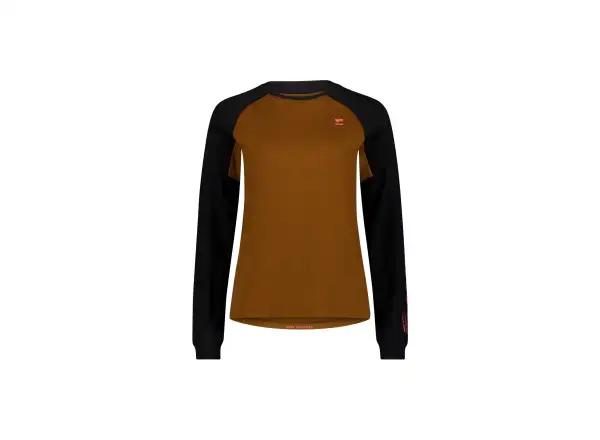 Mons Royale Tarn Merino damska koszulka z długim rękawem Caramel / Black