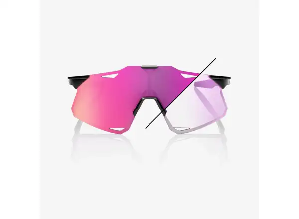 100% Hypercraft okulary Gloss Black/Photochromic Purple Mirror