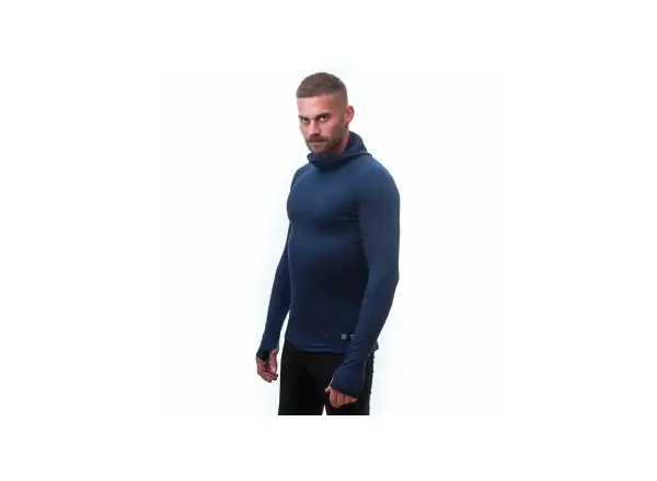 Sensor Merino DF męska koszulka z długim rękawem z kapturem Deep Blue