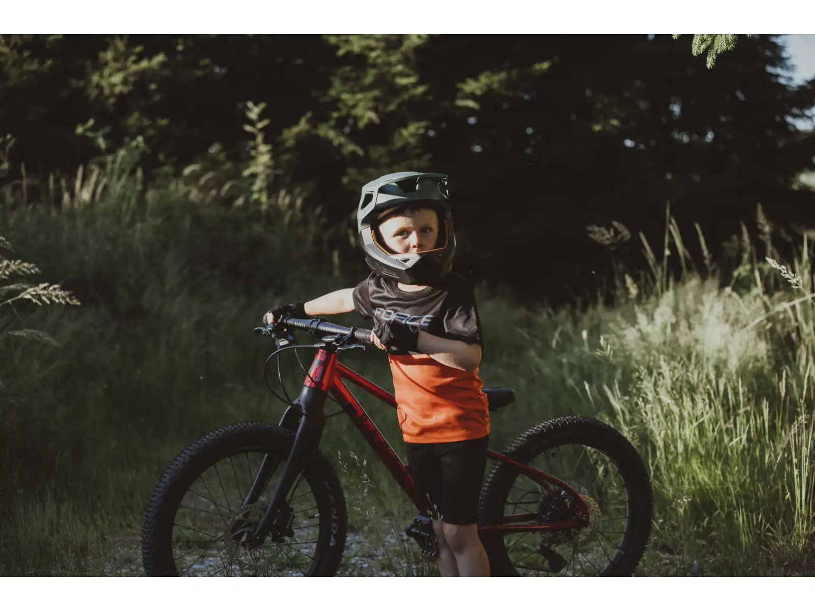 Force Kid MTB Cheery dziecięca koszulka rowerowa krótki rękaw czarna/pomarańczowa