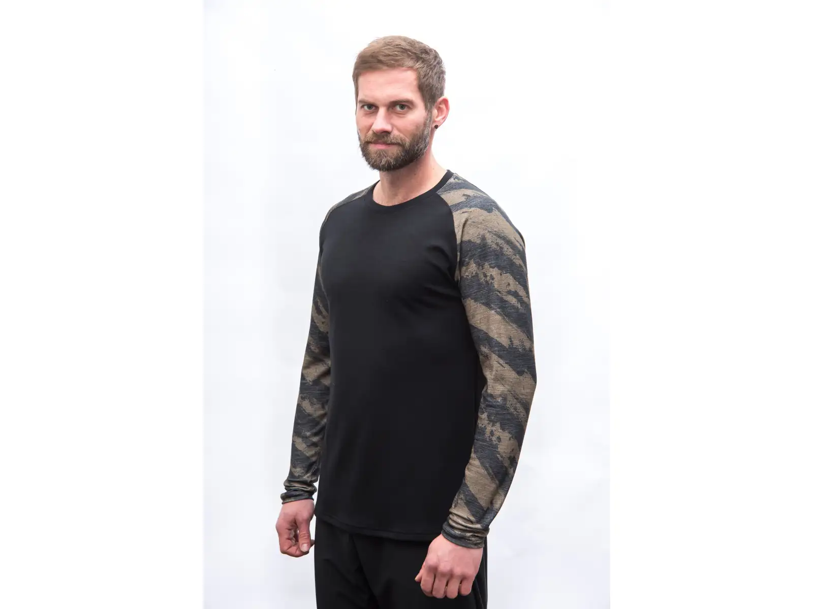 Sensor Merino Blend Impress męska koszulka długi rękaw czarna/brush