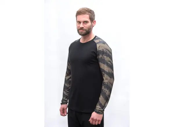 Sensor Merino Blend Impress męska koszulka długi rękaw czarna/brush
