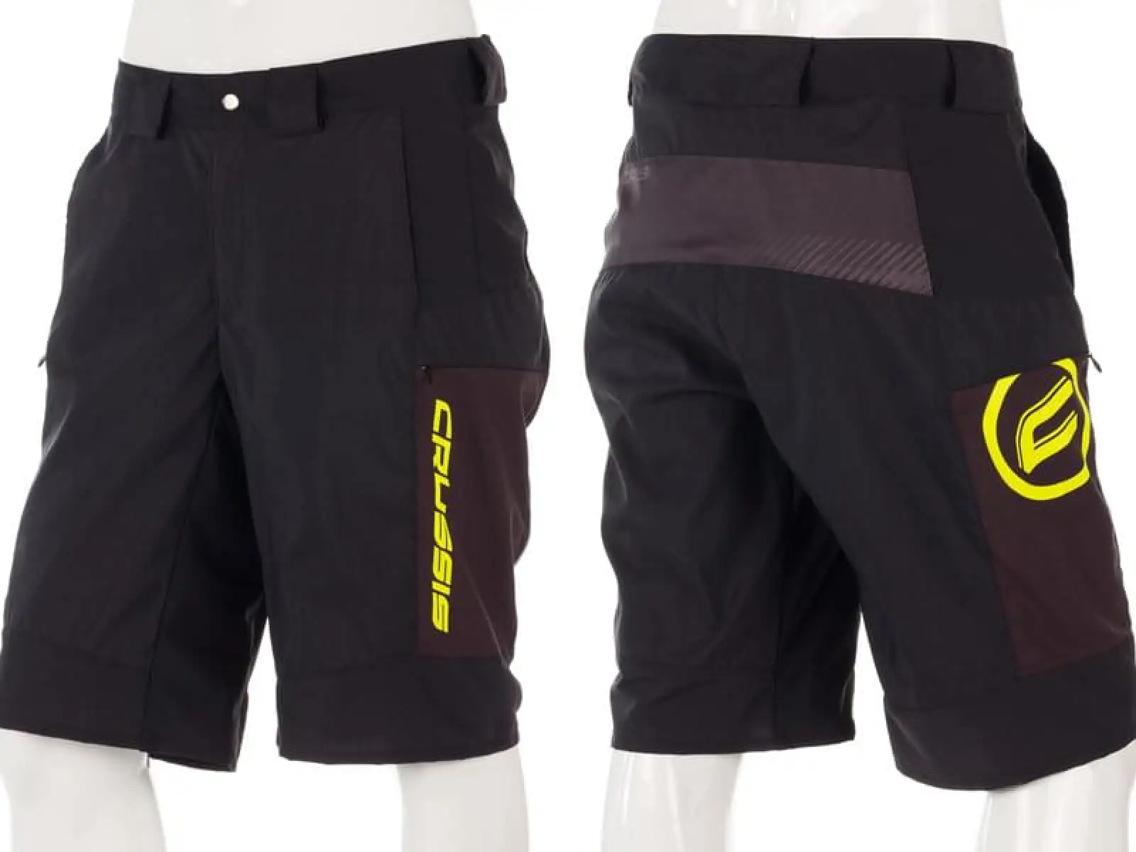 Crussis Freeride męskie luźne szorty czarna/żółta