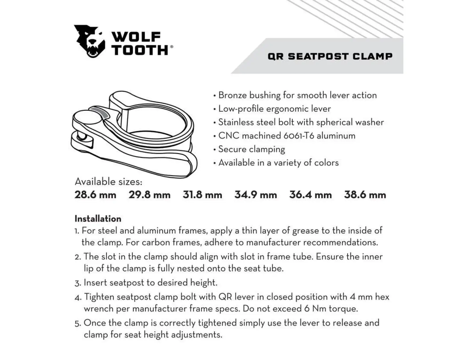 WOLF TOOTH obejma podsiodłowa 31.8 mm green Quick Release