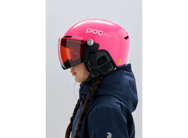 POC POCito Obex Visor dziecięcy kask narciarski Fluorescent Pink
