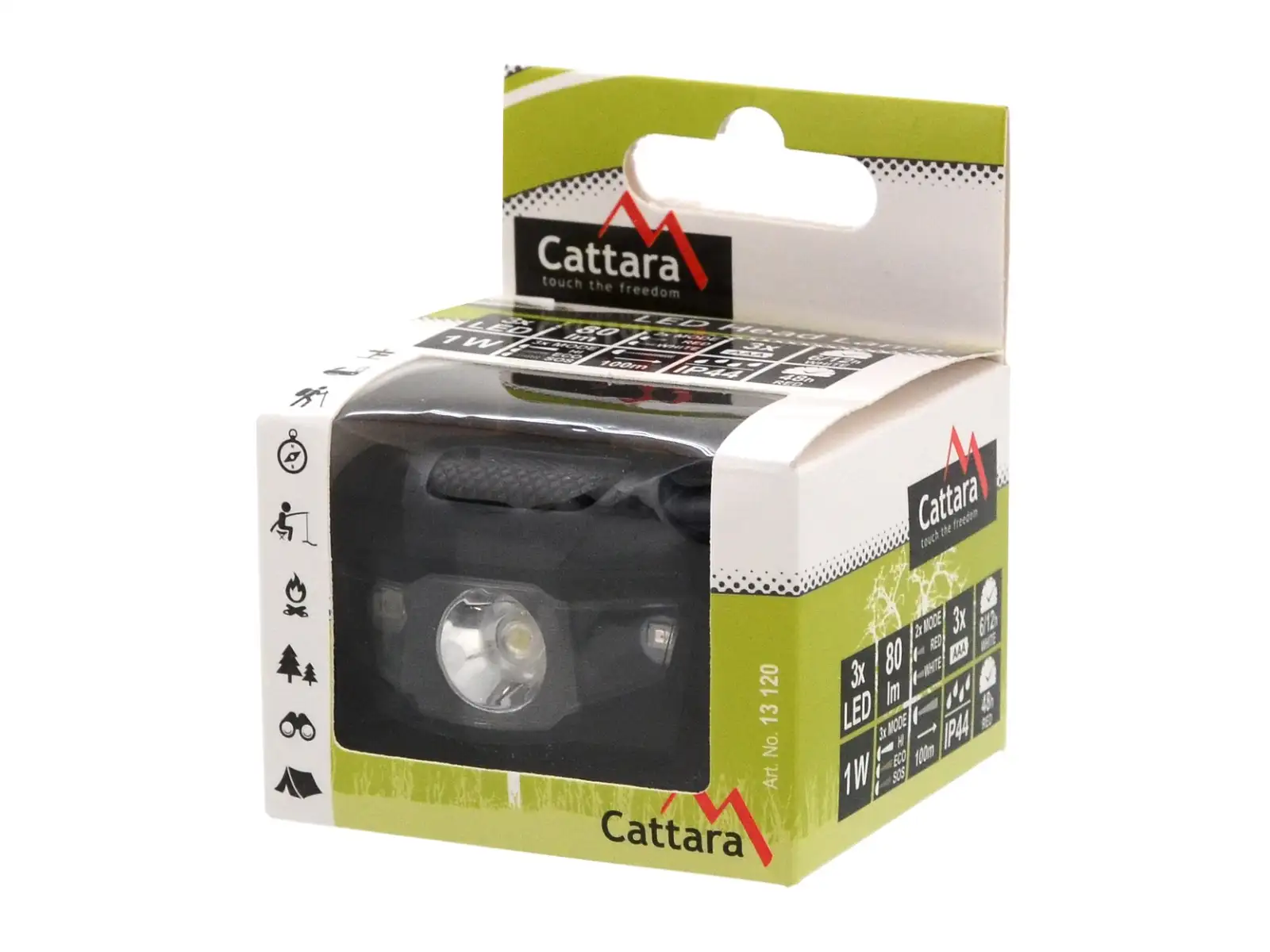 Cattara latarka czołowa LED 80 lm czarna