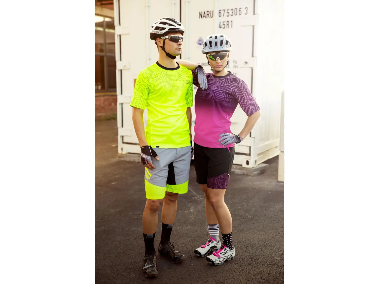 Force Storm męskie MTB szorty z wkładką szary/Fluo