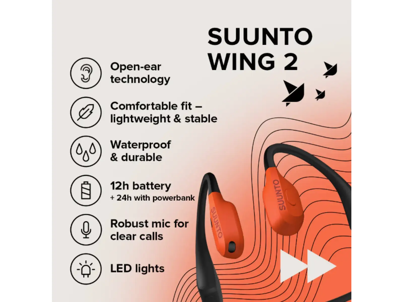 Suunto Wing 2 słuchawki Coral Orange