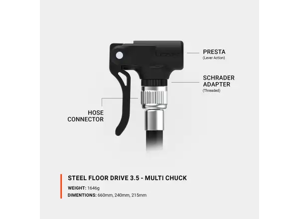 Lezyne Steel Floor Drive 3.5 Presta pompka warsztatowa