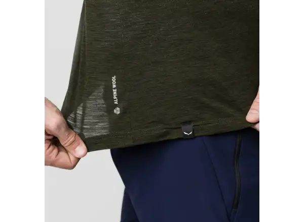 Salewa Eagle Minilogo Alpine Merino męska koszulka krótki rękaw Olive Green