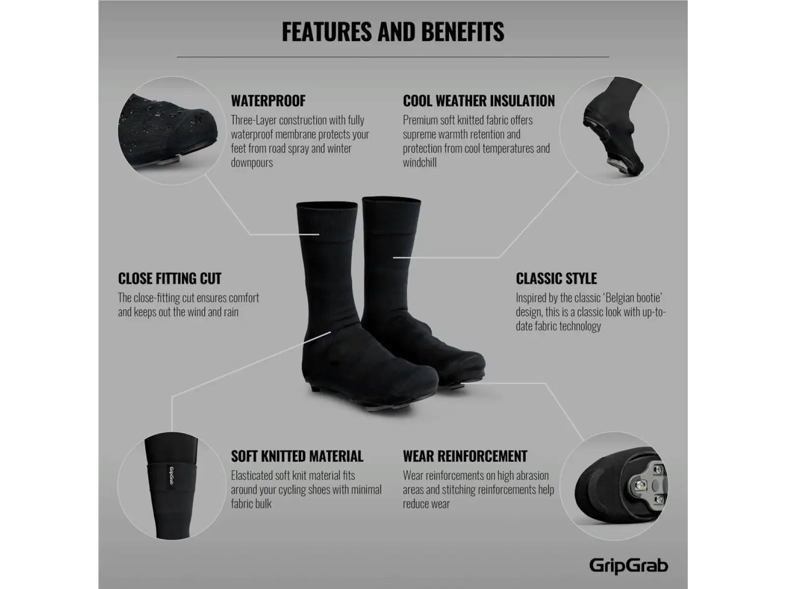 Grip Grab Flandrien Waterproof szosowe ochraniacze czarna