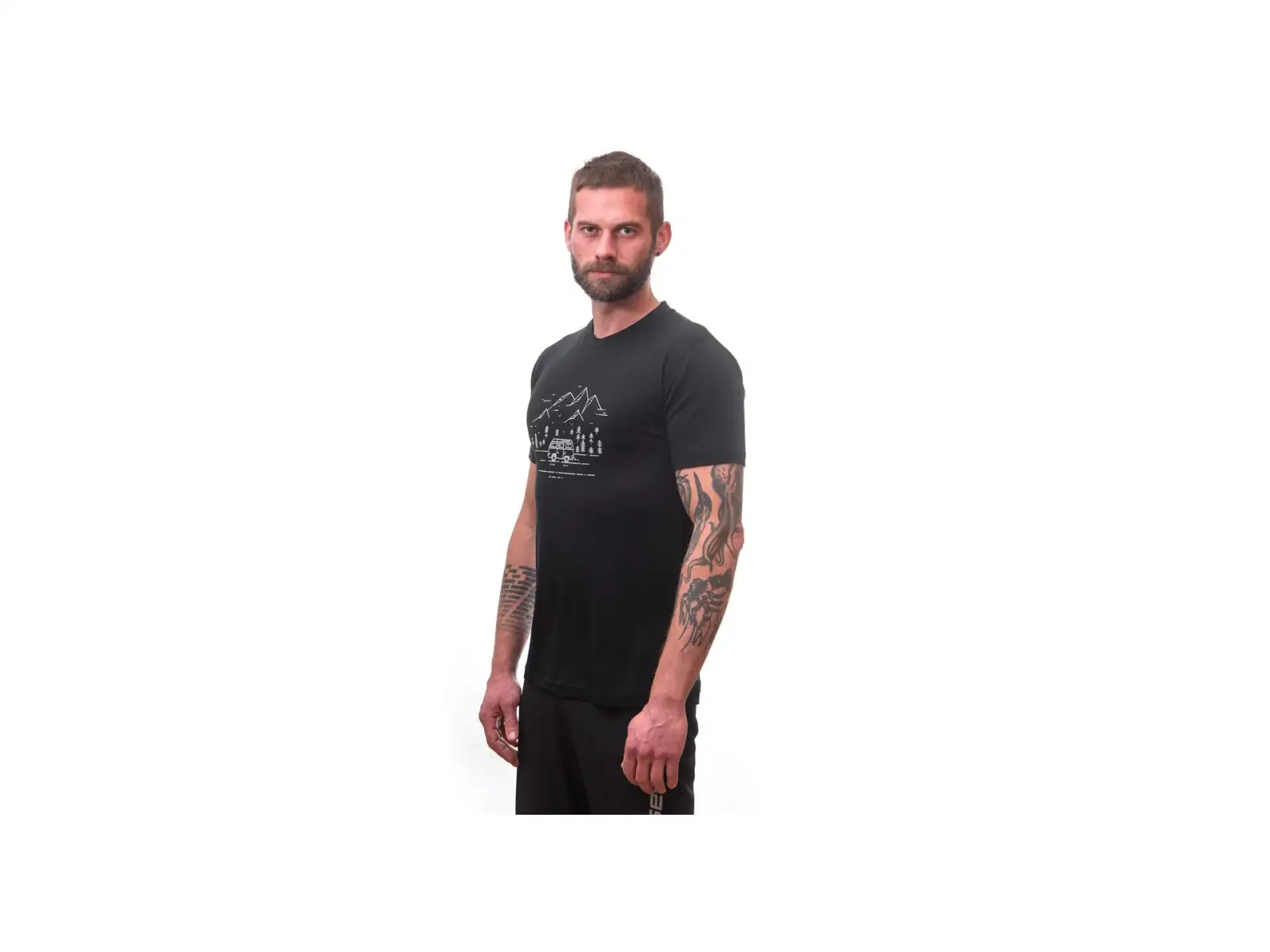 Sensor Merino Active PT Van Life męska koszulka krótki rękaw czarna