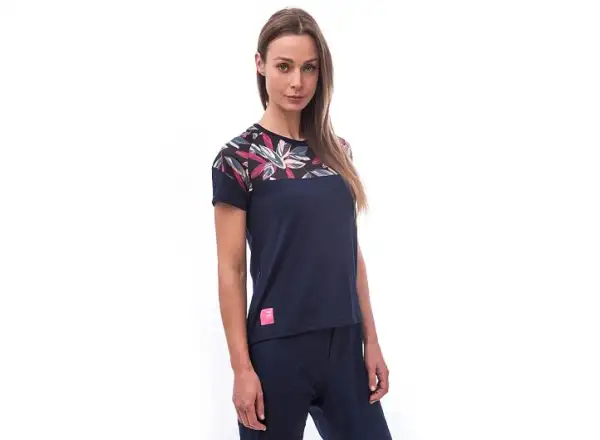 Sensor Helium damski dres krótki rękaw Blue/Leaves