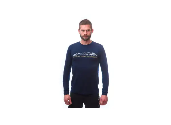 Sensor Merino Active PT Mountains męska koszulka z długim rękawem Deep Blue